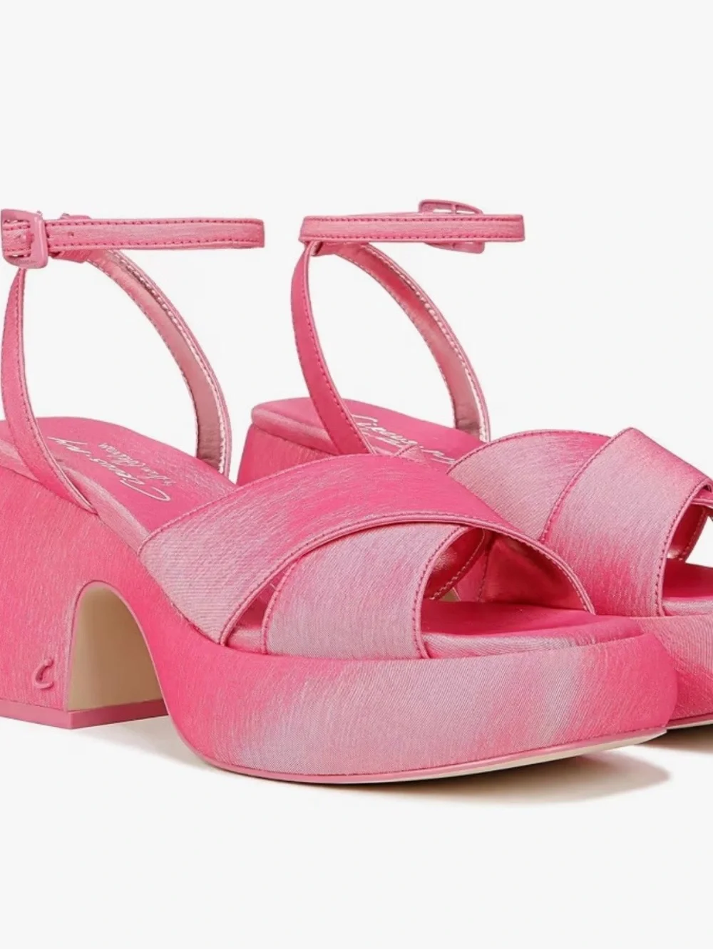 Circus by Sam Edelman Pink Satin Platform Ankle-Strap Sandals